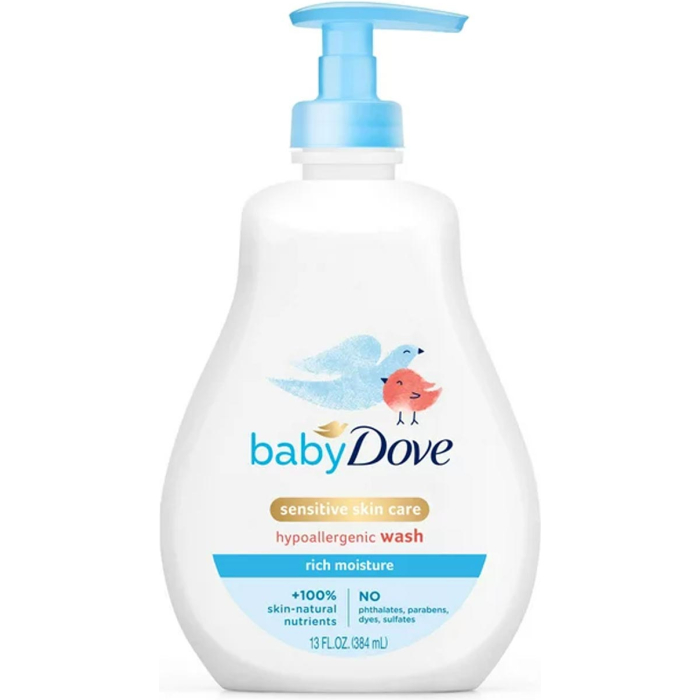 Baby Dove Sensitive Skin Care Liquid Baby Body Wash Rich Moisture, Hypoallergenic and Tear-Free, 13 oz