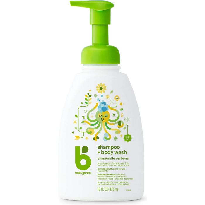 Babyganics Baby Shampoo + Body Wash Pump Bottle, Chamomile Verbena, 16oz