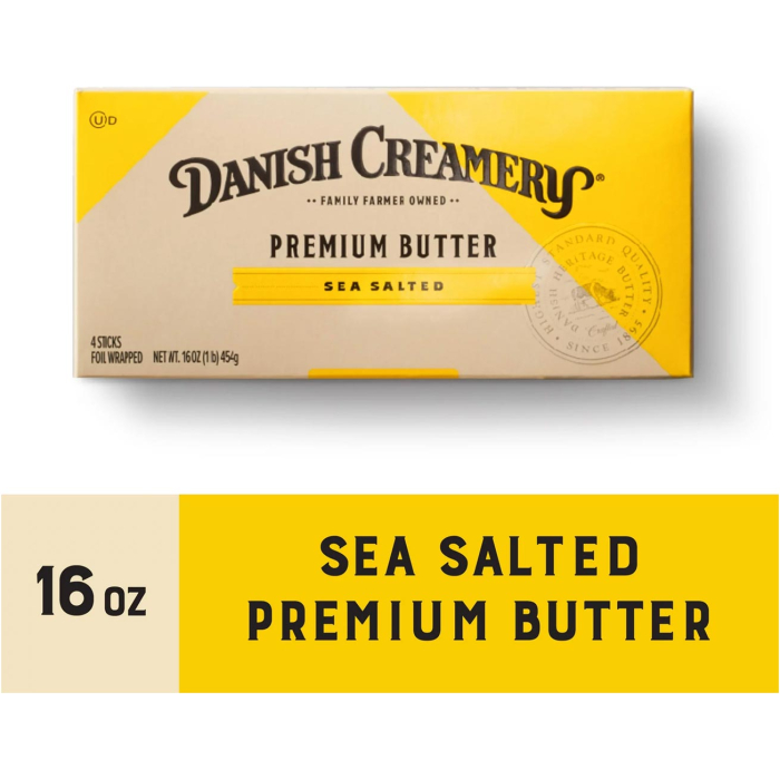 Danish Creamery Premium Butter with Sea Salt 4 Sticks, 1LB