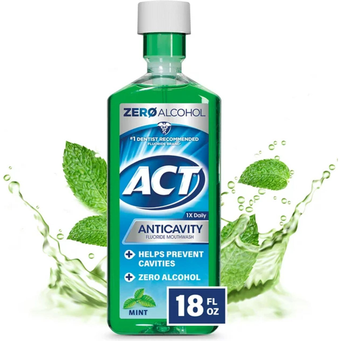 ACT Anticavity Fluoride Mouthwash With Zero Alcohol, Mint, 18 fl. oz