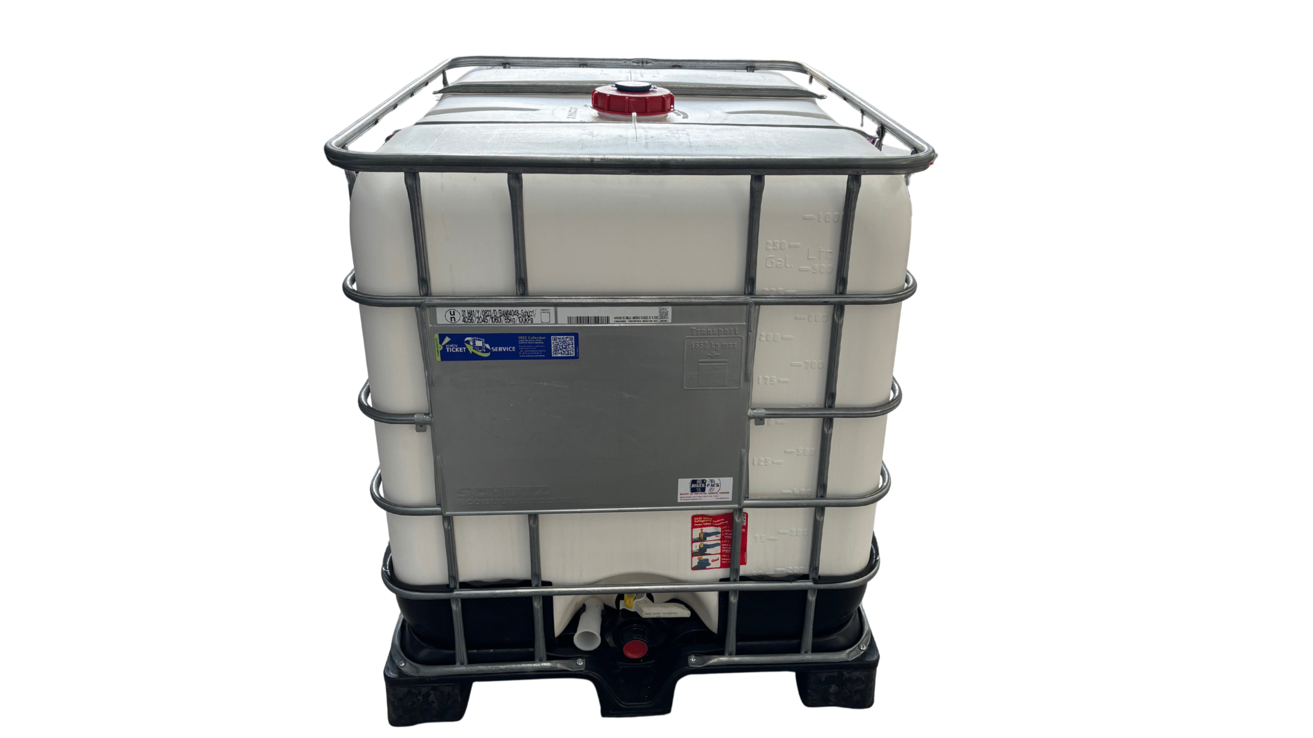 SCHÜTZ MX- 1000 Literes ,TEJFEHÉR BALLONOS! Műanyag raklapos mosott IBC tartály /Esővízre, használati vízre/ Hibátlan ,újszerű állapot! - Image 3